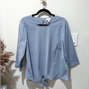 J. Jill 3/4 Sleeve Striped Tie-Front Shirt sz L